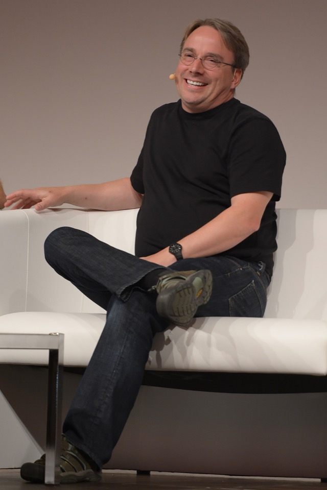 Linus Torvalds speaking at LinuxCon Europe in 2014